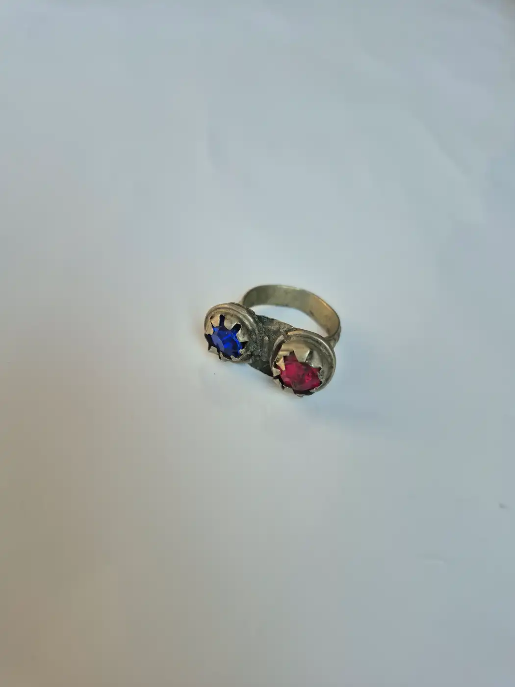 Kashmiri Vintage Traditional Antique Blue & Red Stone Ring