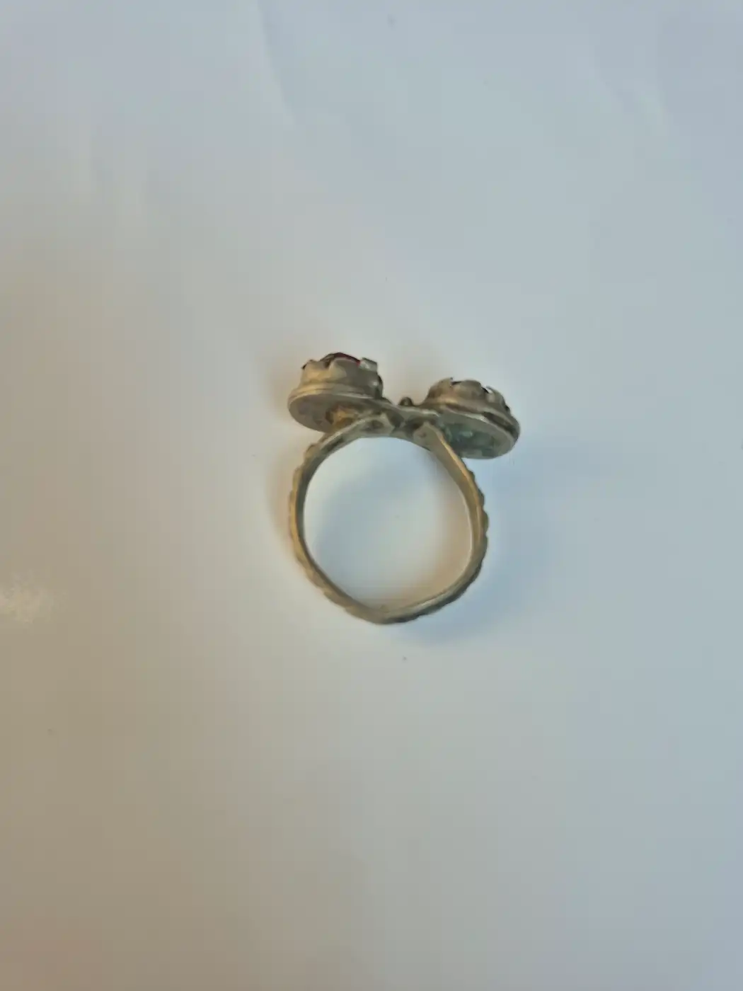 Kashmiri Vintage Traditional Antique Blue & Red Stone Ring - Image 2