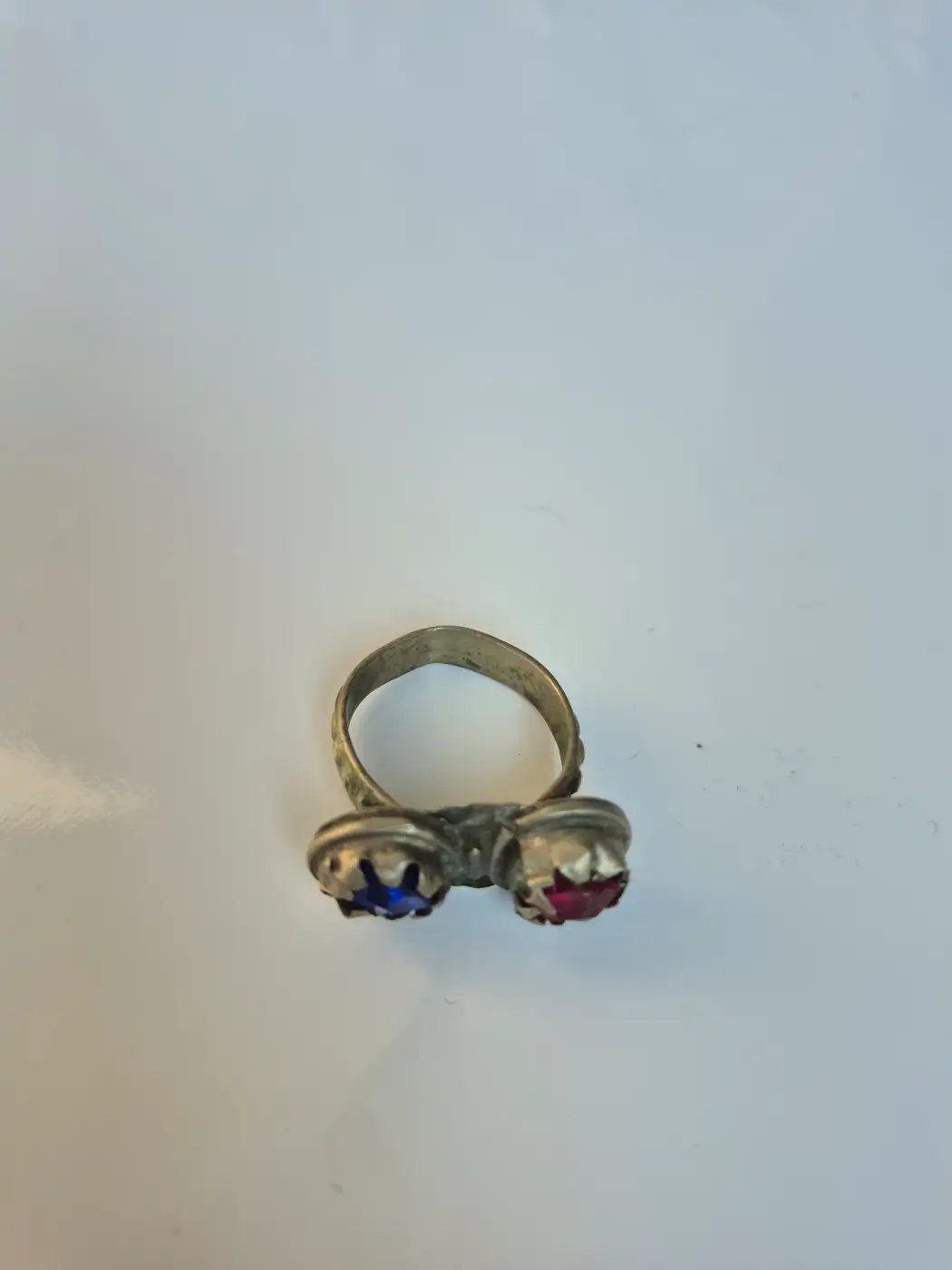 Kashmiri Vintage Traditional Antique Blue & Red Stone Ring - Image 3
