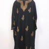 Koor Kashmiri Black Hand Sozni Embroidered Pheran in Raffal Wool