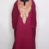 Madeeha Kashmiri Raffal Wool Botte Tilla Work Pink Pheran
