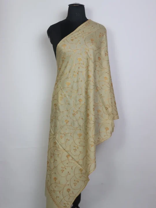 Mahira Kashmiri Beige Colored Hand Sozni Embroidered MP Pashmina Stole