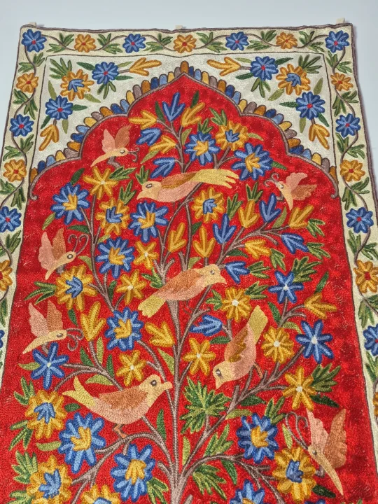 Kashmiri Wall Hanging Handmade In Silk Thread Chain Stitch | Tree Of Life | Mahir | 3*2ft - Image 2
