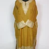 Mustard Kashmiri Pheran In Raffal Wool With Aari And Zari Embroidery | Mahnaz