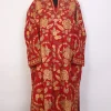 Mahnoor Kashmiri Red Aari Embroidered Jamawar Pheran in Raffal Wool