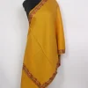 Mahzarin Kashmiri Hand Sozni Embroidery Stole Mustard Yellow