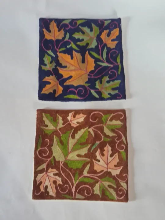 Maleeha Kashmiri Handmade Chain Stitch Silk Thread Cushion Cover | Set of 2 | 12*12inches