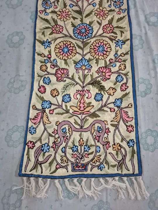 Doodpathri Kashmiri Handmade Silk Thread Chain Stitch Embroidery Runner 4*1.5ft - Image 4
