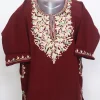 Mursaleen Maroon Kashmiri Girls Pheran With Aari Work In Cashmilon Wool (1 to 2Y)