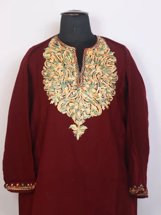Maroon Phiran | Gul Afshan Cashmilon | Aari Work - Image 2