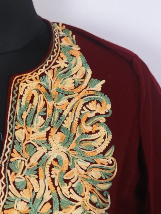 Maroon Phiran | Gul Afshan Cashmilon | Aari Work - Image 3