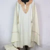 Marwa Kashmiri Pheran In Cashmilon Wool With Tilla Embroidery | Cream | 3 Piece Set