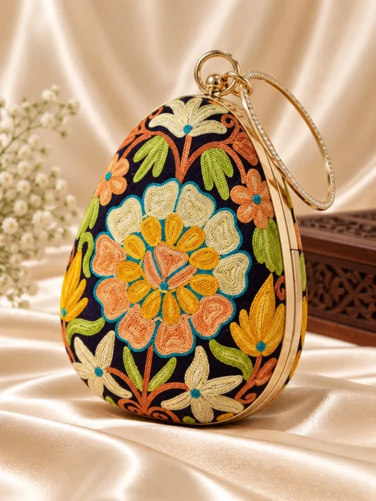 Mehar Kashmiri Multicolored Coconut Bag with Aari Embroidery