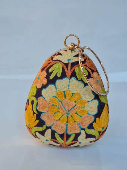 Mehar Kashmiri Multicolored Coconut Bag with Aari Embroidery