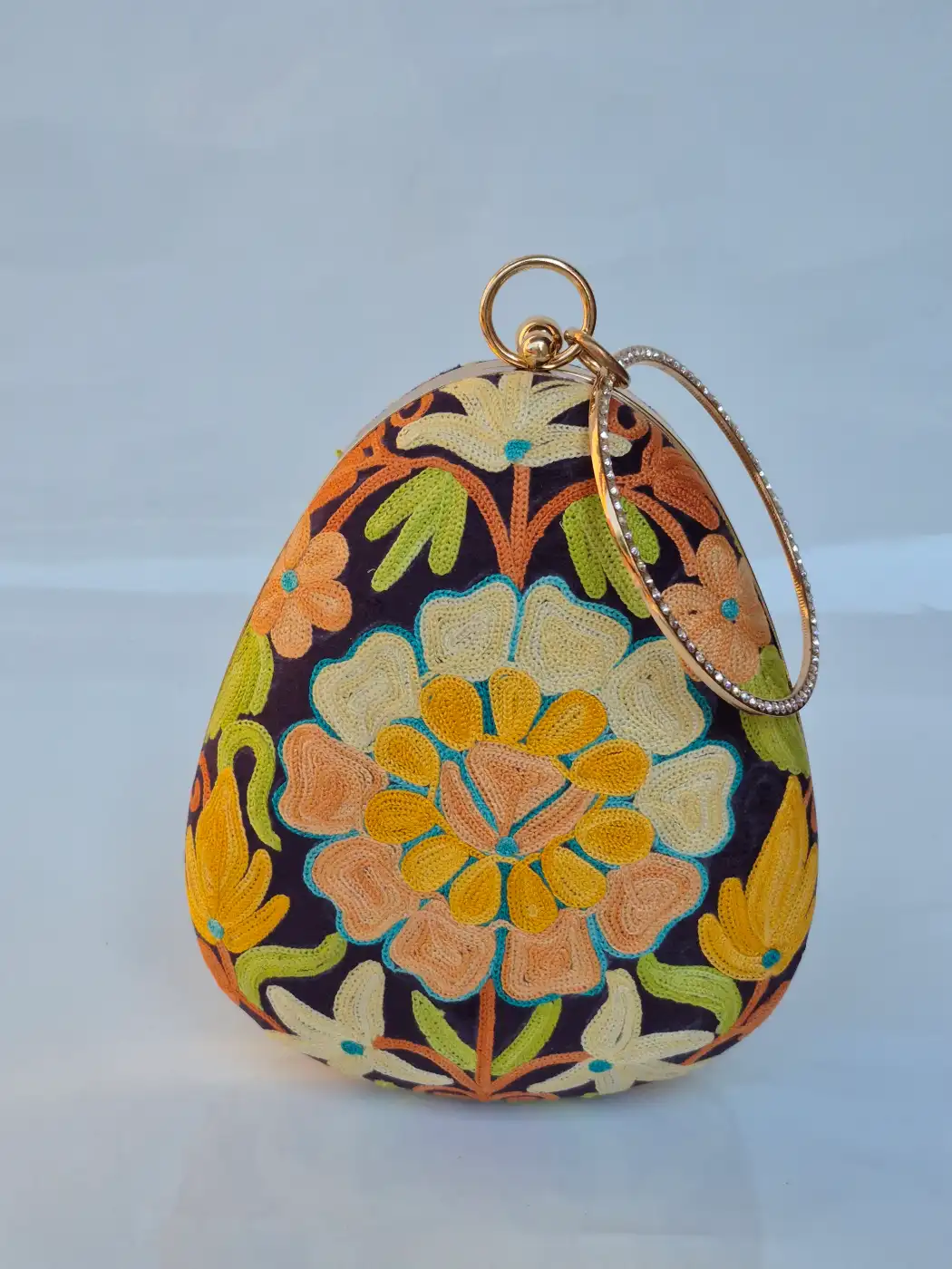 Mehar Kashmiri Multicolored Coconut Bag with Aari Embroidery