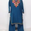 Mehreen Blue Kashmiri Girls 2pc Pheran Set With Aari Work In Cashmilon Wool (6 to 7Y)