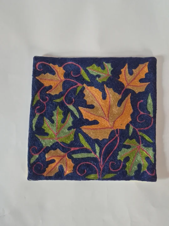 Mehreen Kashmiri Handmade Chain Stitch Silk Cushion Cover | Set of 2 |12*12 Inches - Image 3