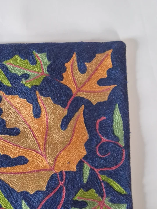 Mehreen Kashmiri Handmade Chain Stitch Silk Cushion Cover | Set of 2 |12*12 Inches - Image 4