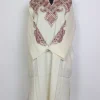 Mirza White Raffal Wool Hand Sozni Kashmiri Pheran