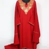 Kashmiri Pheran Mishka In Cashmilon Wool With Tilla Embroidery | Red |3 Piece Set