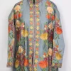 Muntaha Grey Blue Silk Kashmiri Aari Embroidery Short Coat