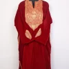 Naar Kashmiri Red Velvet Botte Tilla Embroidered Pheran