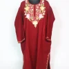 Najma Kashmiri Pheran In Cashmilon Wool With Aari Embroidery | Maroon