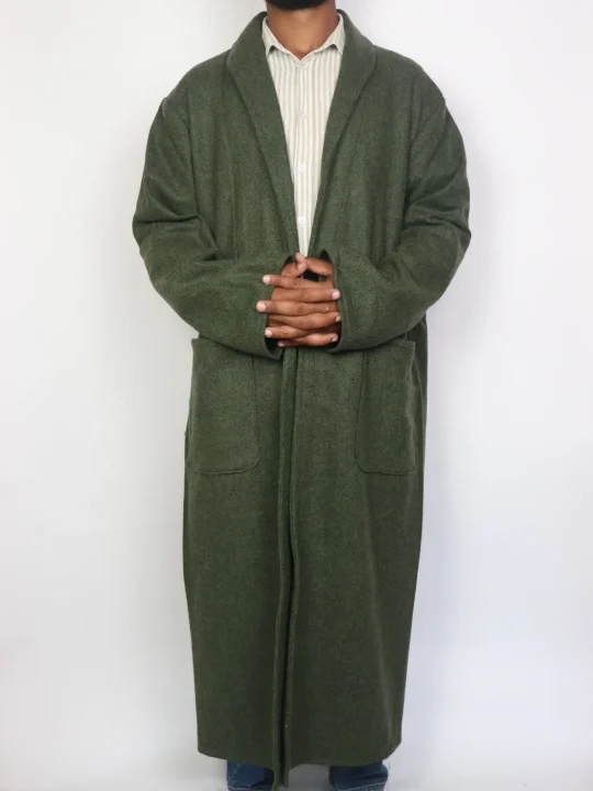 Handloom Tweed Kashmiri Mens Winter Bathrobe Gown Nashit - Image 2