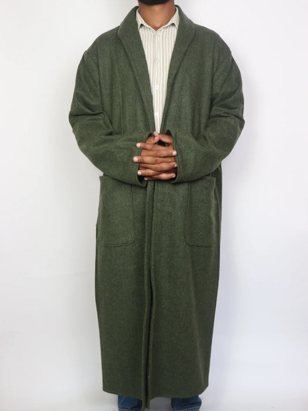 Handloom Tweed Kashmiri Mens Winter Bathrobe Gown Nashit - Image 2