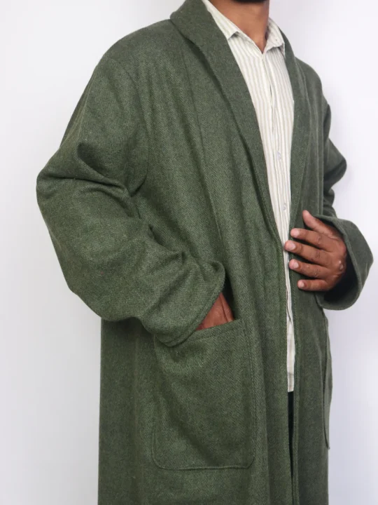 Handloom Tweed Kashmiri Mens Winter Bathrobe Gown Nashit - Image 3
