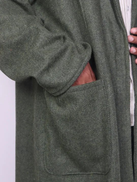 Handloom Tweed Kashmiri Mens Winter Bathrobe Gown Nashit - Image 4