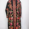 Nashwa Black Silk Kashmiri Aari Embroidered Long Coat
