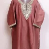 Nashwa Kashmiri Girls Dusty Rose Pheran In Holland Velvet With Zari Tilla Work (6 to 7Y)