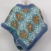 Naureen Blue Kashmiri Girls Fur Poncho Cashmilon Wool Aari Embrodery