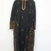 Kashmiri Pheran In Black Raffal Wool With Hand Sozni Paper Mache Side Jaal Work | Nayab