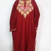 Nayla Kashmiri Pheran In Cashmilon Wool With Aari Embroidery | Maroon