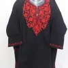 Nazneen Kashmiri Girls Pheran with Red Aari Work in Black Cashmilon Wool(3 to 4Y)