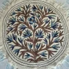 Neel-Badam Botanical Wool Accent Mat with Hand Embroidered Branch Design – 3x3 Feet