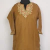 Noor Kashmiri Girls Pheran in Brown Cashmilon Wool with Aari Work(7 to 8Y)