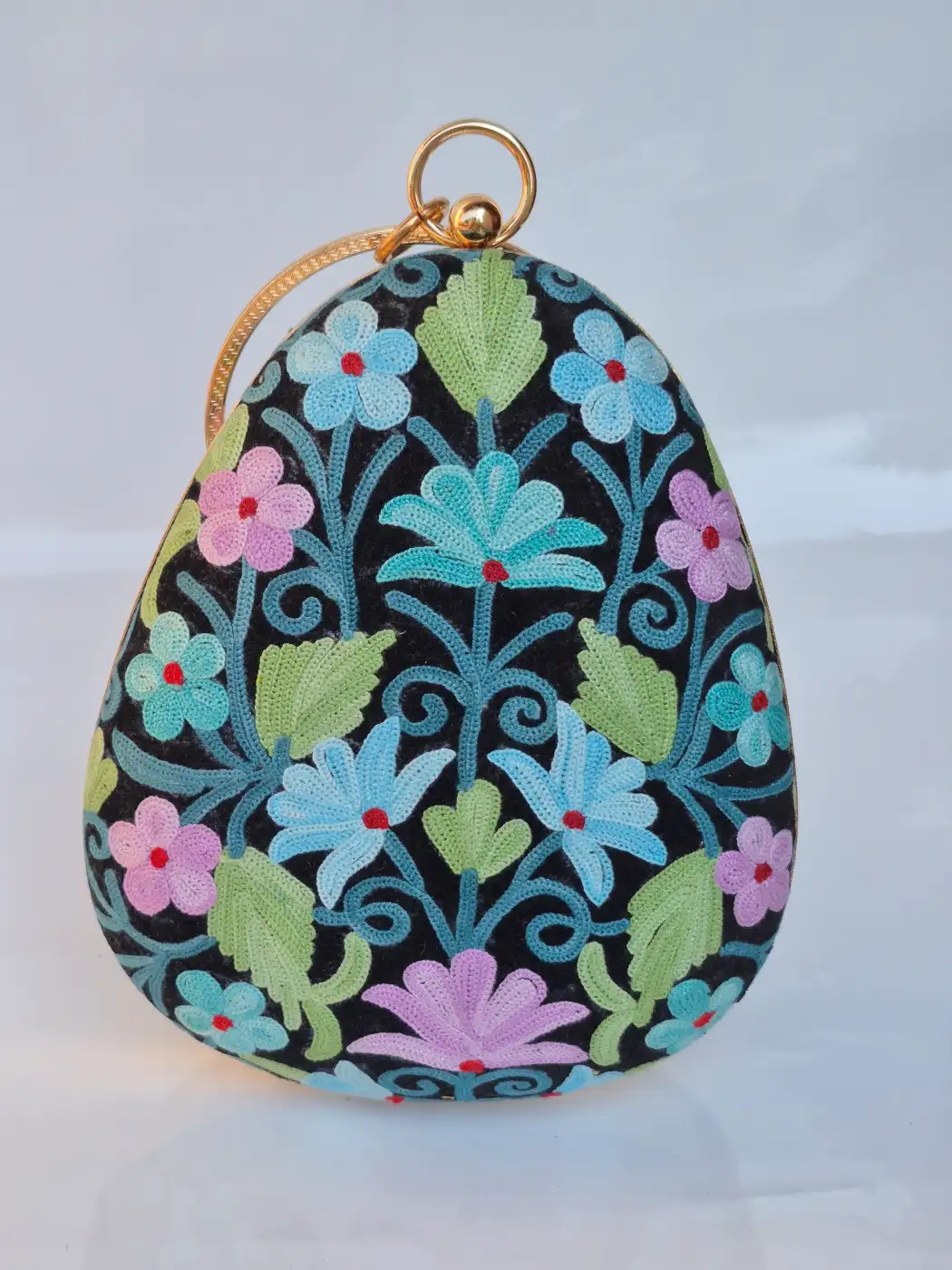 Nooraniyah Kashmiri Black Coconut Bag with Aari Embroidery