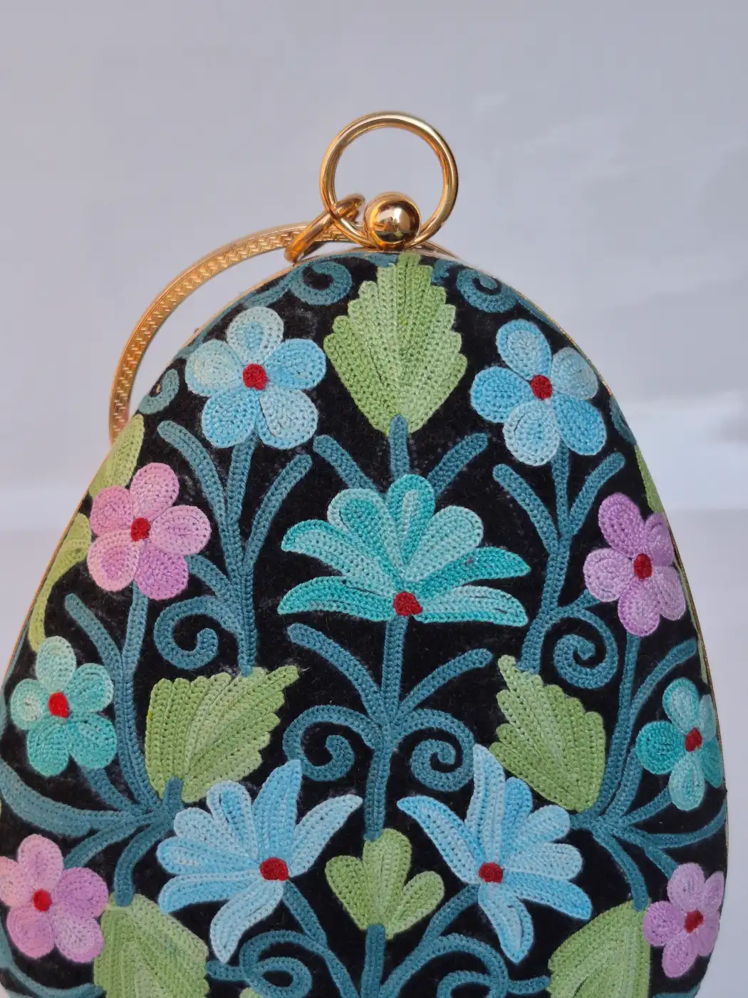 Nooraniyah Kashmiri Black Coconut Bag with Aari Embroidery - Image 2