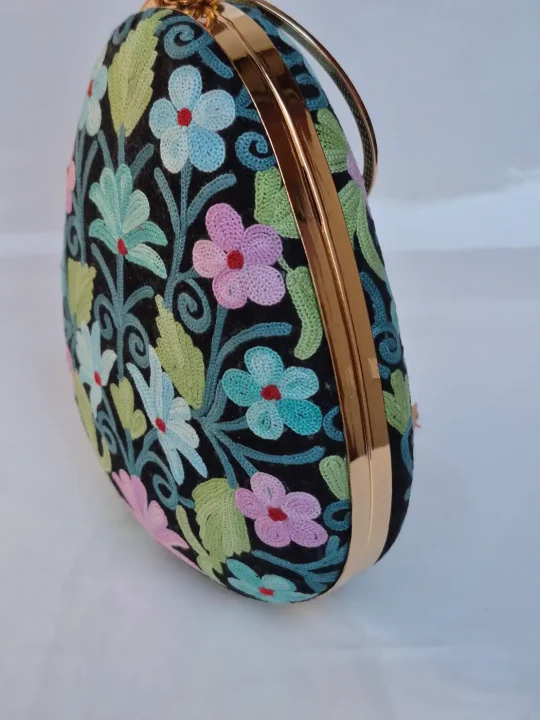 Nooraniyah Kashmiri Black Coconut Bag with Aari Embroidery - Image 3