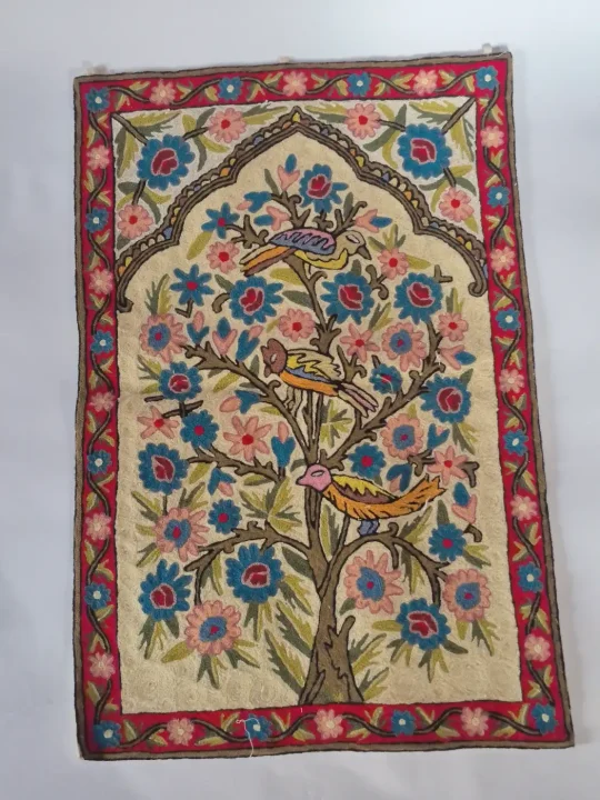Parinda Chain Stitch Tree Of Life Kashmiri Hand Work Wall Hanging 3 by 2 Feet