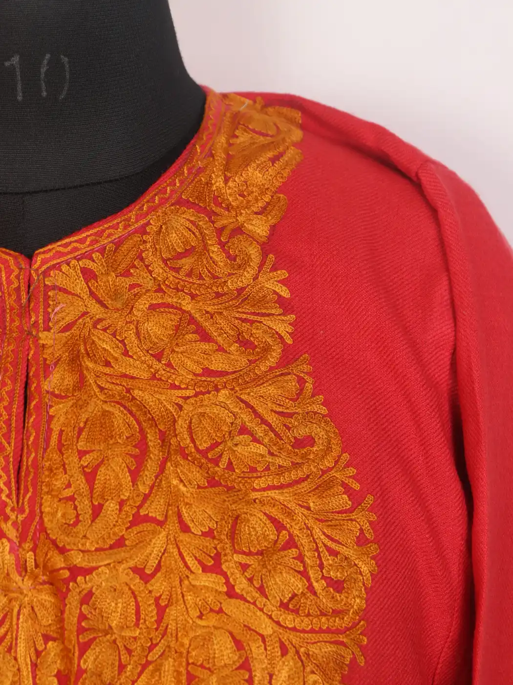 Surkh Gul Embroidered Kashmiri Cashmilon Pheran with Golden Aari Work - Image 2
