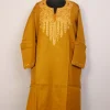 Qashf Raffal Wool Kashmiri Mustard Yellow Pheran with Hand Aari Embroidery