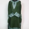Qashf Kashmiri Pheran In Raffal Wool With Aari And Zari Embroidery |  Dark Green