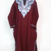 Rabia Kashmiri Pheran In Cashmilon Wool With Aari Embroidery | Maroon
