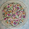 Rangrez Gul Circular Kashmiri Wool Namda with Multicolour Floral Vine Motifs – 4x4 Feet