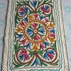 Rangrez Hand Embroidered Wool Namda Rug  Multicolour Floral Medallion