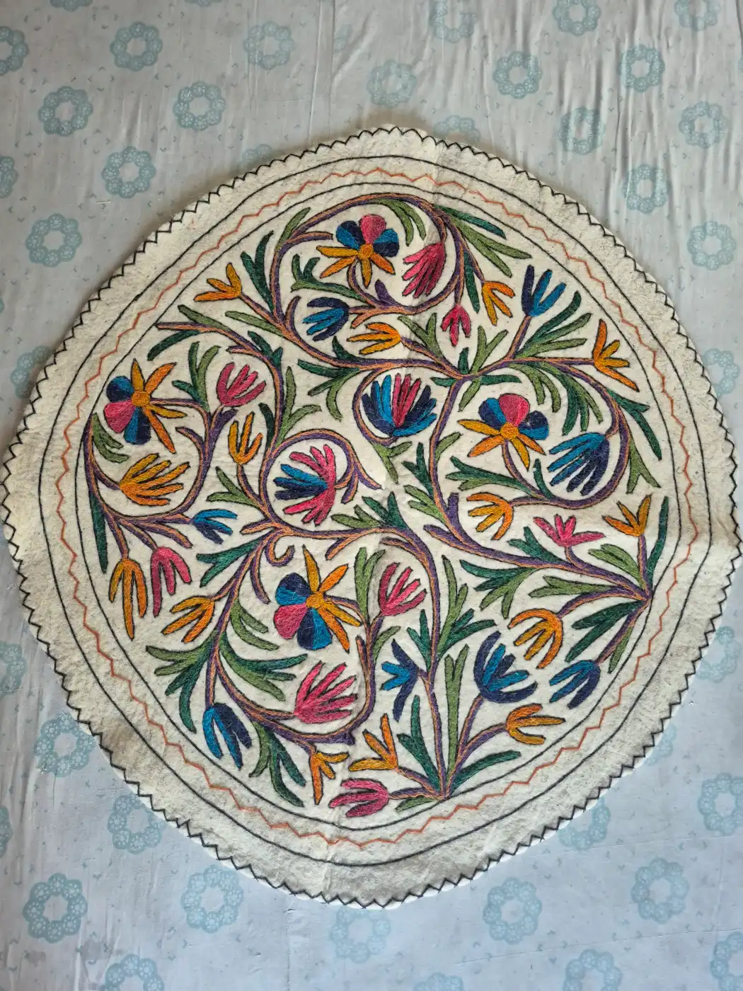 Rangrez-e-Bahar Kashmiri Handcrafted Wool Namda – 4x4 Feet